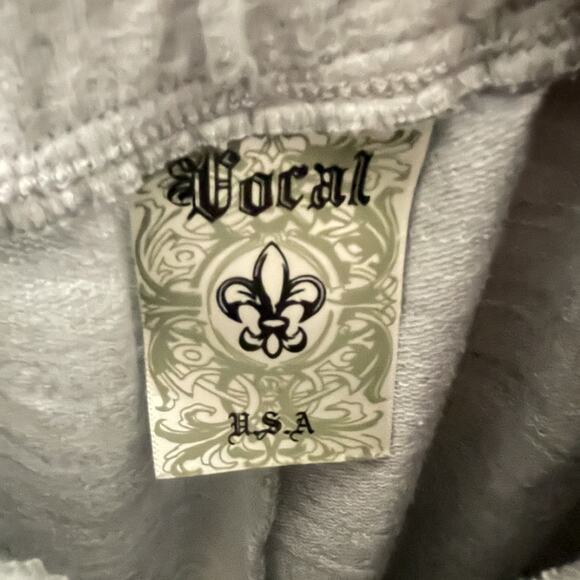 Vocal Distressed Joggers Grey Sweatpants Silver Studs S - Picture 4 of 5